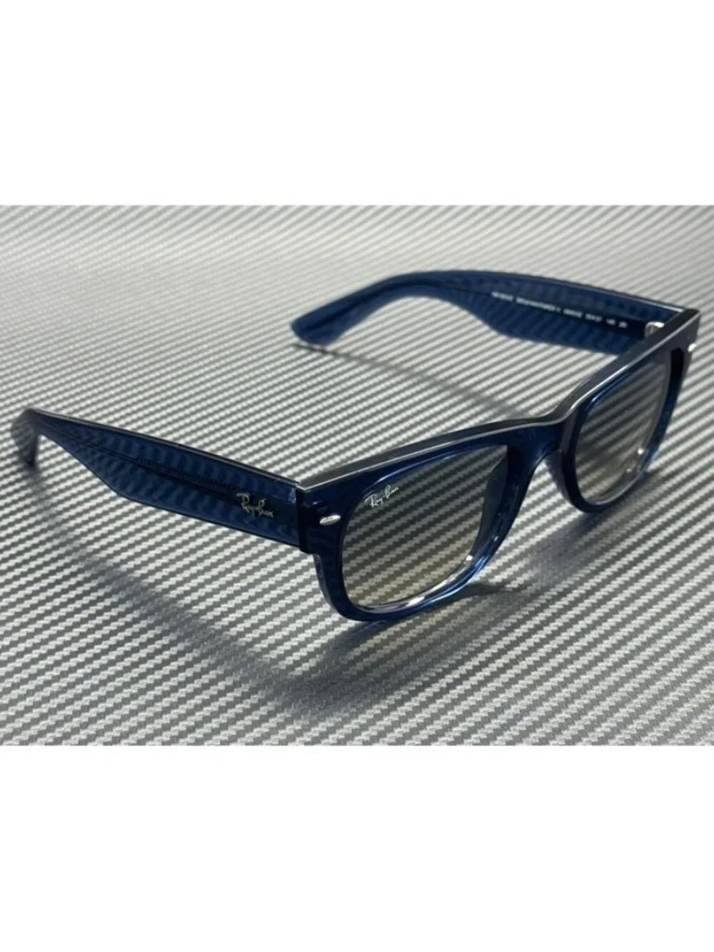 New Ray-Ban Men Transparent Blue Sunglasses 55-21-145